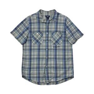 Vintage Polo Jeans Ralph Lauren Shirt Mens L Cotton Check Short Sleeve Western